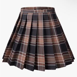 Urban CoCo Womens Uniforms Plaid Pleated Mini Skirt